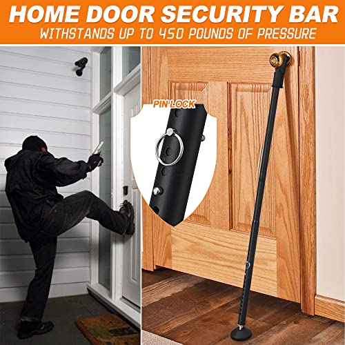 Door Security Bar 2 Pack - Heavy Duty Door Stoppers For Handle Of Door, Adjustable Door Jammer Barricade Security Bar, Portable Door Lock Security For Sliding Glass Door, Patio, Window, Travel #TOP2