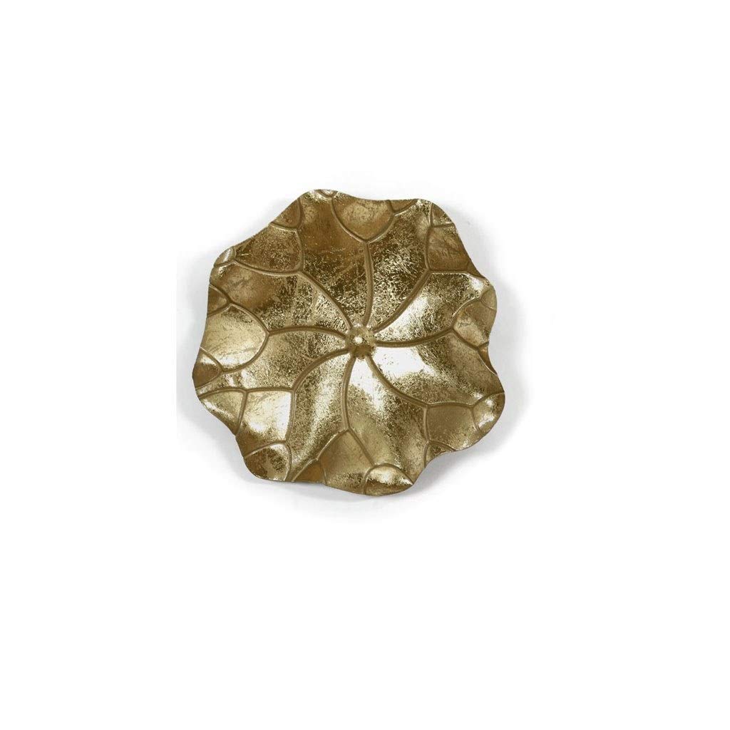 Sculpture murale en fer forgé feuille de lotus orné d'une finition dorée artistique