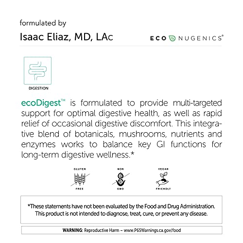 Econugenics Ecodigest Digestive Health Supplement - 60 Capsules- Digestive Support - Herbs, Medicinal Mushrooms & Enzymes #TOP3