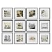 Gallery Perfect 12 Piece Black Square Photo Frame Gallery Wall Kit with Decorative Art Prints & Hanging Template, Set