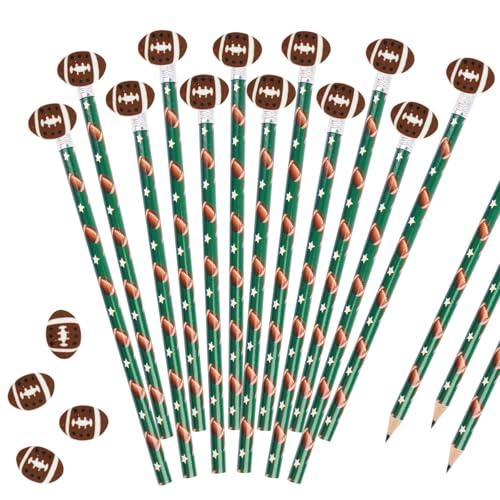 20 Pcs Sport Pencils Sports Ball Erasers Sets Wooden Rugby Pencils Football Sports Themed Teachers School Stationery Class Reward Office Supplies