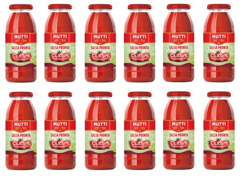 12x Mutti Salsa Pronta Ciliegini Gusto Fresco Fertige Soße Kirschtomate Italienische Tomate Glasflasche 300g