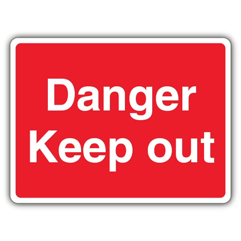 V Safety Danger Keep Out - Red Landscape Safety Sign - 600 x 450 mm - 3mm Aluminium Composite