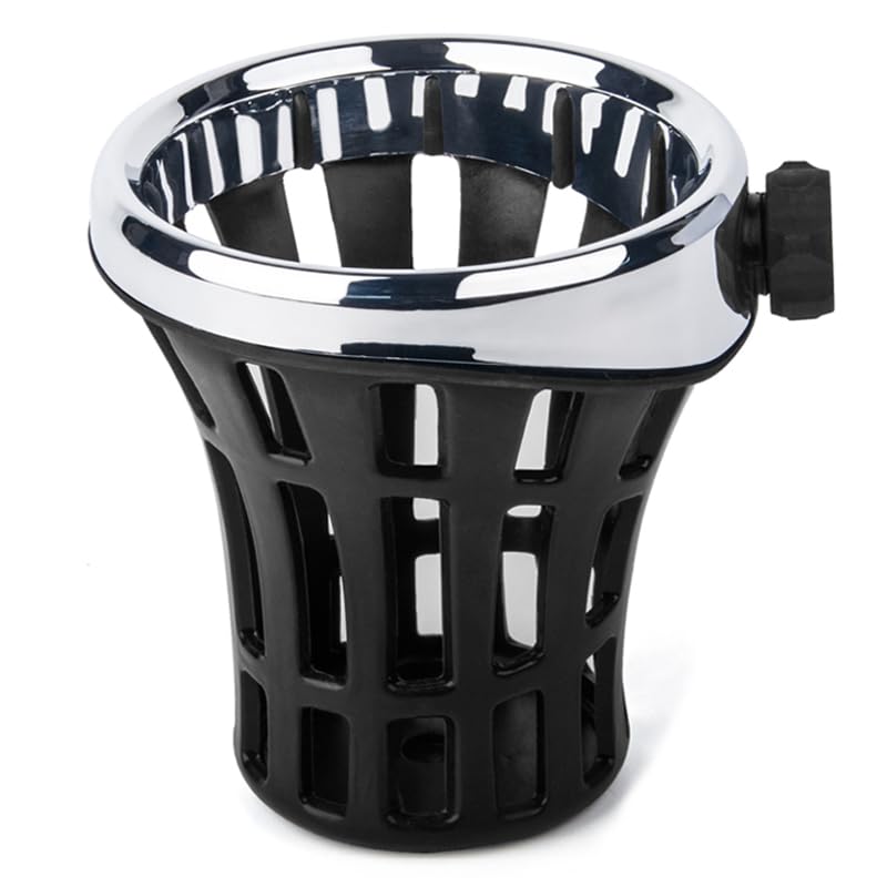 PANICAL Universal Motorcycle Rubber Cup Holder Drink Holder Mount Can be Installed on 16mm or 5/8 inch Ball Head Bracket (Large Bright Chrome)