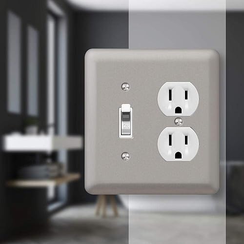 Miniatura 2 de Amerelle Devon Round Corner Single ToggleSingle Duplex Placa de pared de acero en níquel cepillado