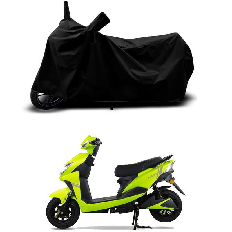 Image of 100% Scratchproof /UV-Rays /Heat Protection /Birds Dropping /Water Resistant /Dust Proof /Waterproof /Bike Scooty Two Wheeler Body Cover Compatible for Techo Electra Neo STD All Varients[Black]