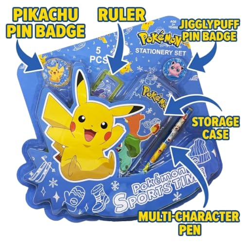 Image of Pokemon 5 pcs Stationery SetSchool Supplies Kit Multicolor Return Gift for Kids Age 3 Years +