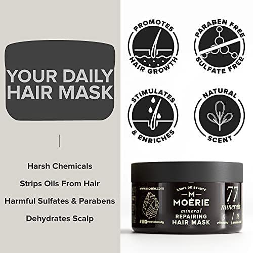 Moerie Mineral Hair Growth & Repair Mask Restorative Treatment Hair Mask Hair Treatment For Longer, Thicker, Fuller Hair - Vegan Hair Products Paraben Free Hair Products 3.4 oz (96.4g)