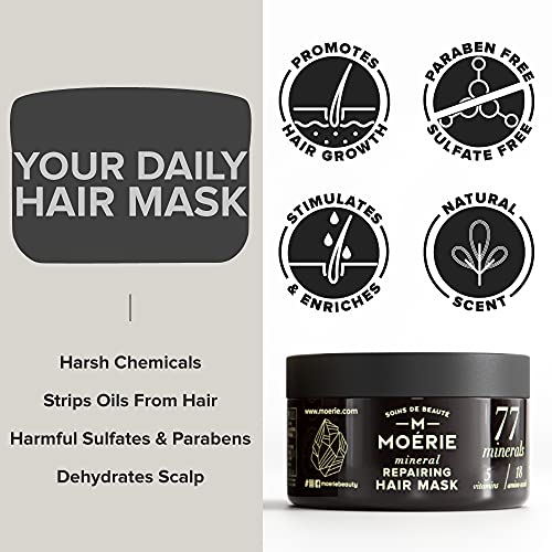 Moerie Mineral Hair Growth & Repair Mask – Restorative Treatment Hair Mask – Hair Treatment For Longer, Thicker, Fuller Hair - Vegan Hair Products – Paraben Free Hair Products – 3.4 Oz (96.4G) #TOP2