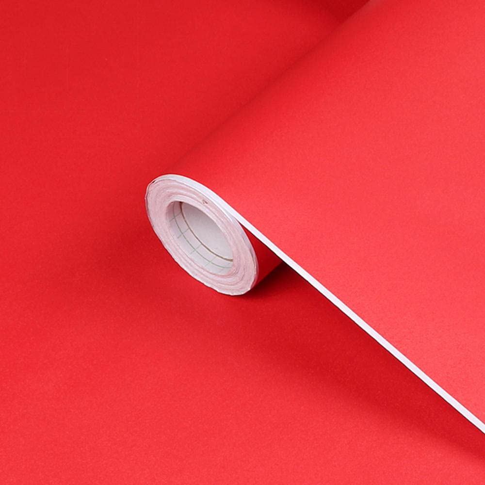 Papier peint auto-adhésif PVC épais rouge 60cm pour armoire meuble et frigo