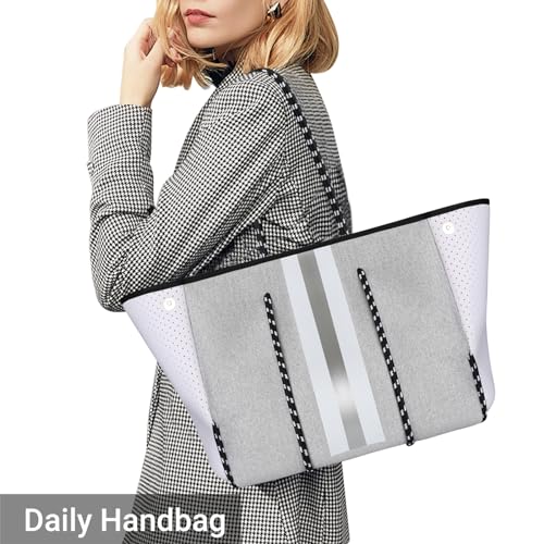 Image of IBFUN Neoprene Tote Bag Large Beach Bag for Women Pool Gym Tote Bag Travel Tote Bag