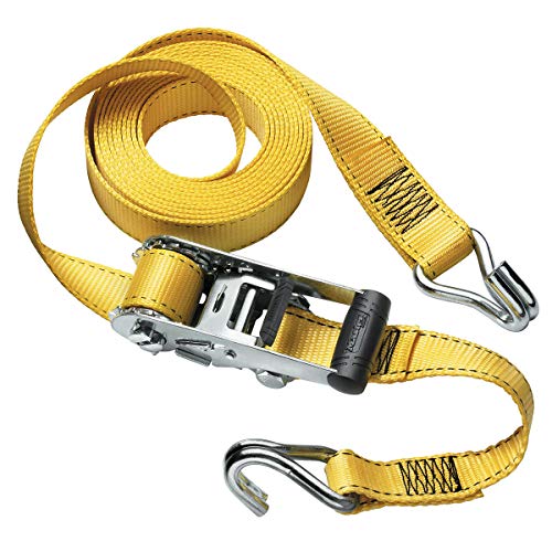 Master Lock 3058EURDAT Sangle d'Arrimage avec Crochets J et Cliquet, Jaune, 4,5m x 35mm Sangle