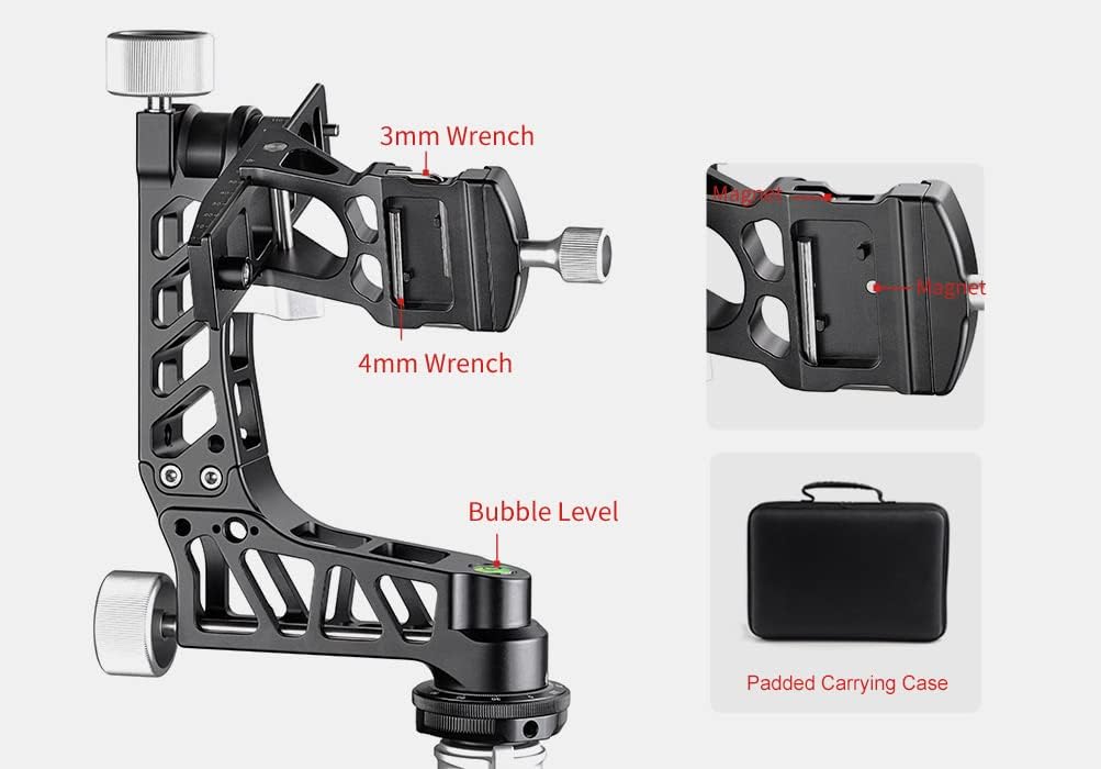 Included accessories for SUNWAYFOTO GH-04 Gimbal Head