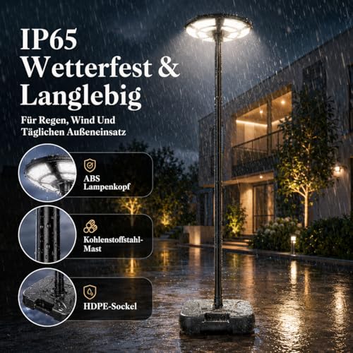 Foco solar con detector de movimiento IP67 y base rellenable 6