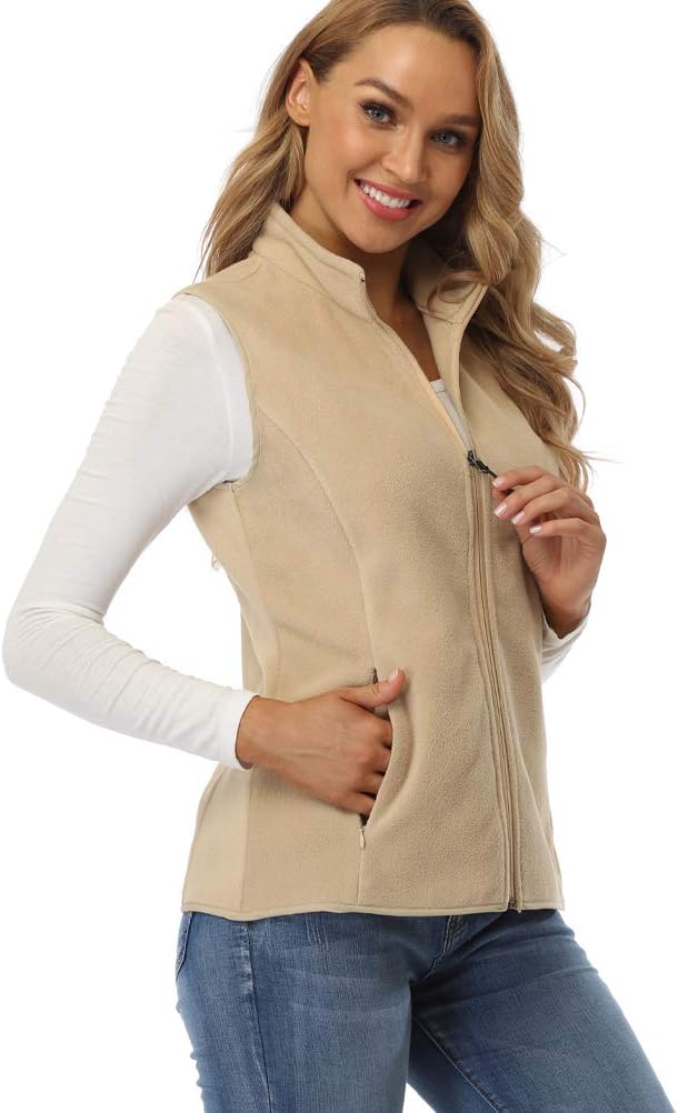 Fuinloth Women's Fleece Vest, Polar Soft Sleeveless Classic Fit with Zip up Pockets - Image 2
