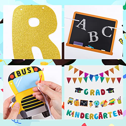 5 Pcs Kindergarten Graduation Party Banners Congrats Grad Glitter Banners 2023 Graduation String Banners Colorful Paper Bunting Pennants For Kids Preschool Graduation Classroom Decor #TOP2