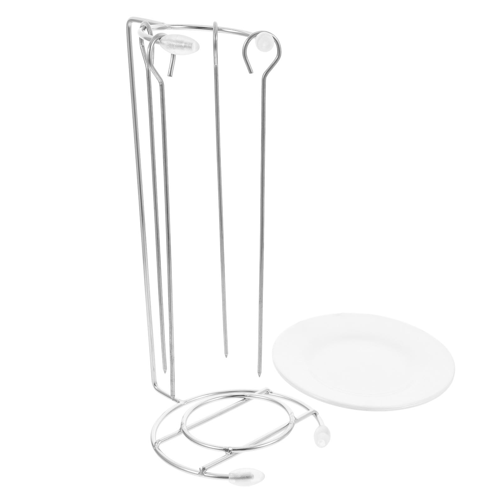 Brochetas de acero inoxidable con soporte colgante ergonómico para barbacoas