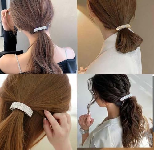 Pinzas para cabello con piedras brillantes plata S miniatura 4