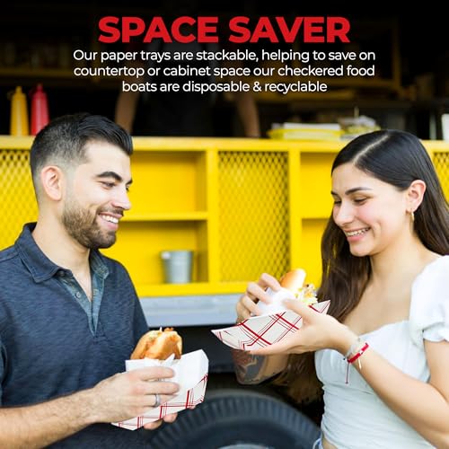 Paper Food Trays Boats | 3 Lb. - 250 Pack | Heavy Duty Grease Resistant Nacho Hot Dog Trays | Disposable Cardboard Paper Food Tray for Serving Food Party, Snack Taco Bowls, Concession Stand Supplies
