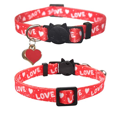 Lamphyface 3 Pack Valentine's Day Cat Collar with Bell Breakaway Adjustable Love Heart - Image 6