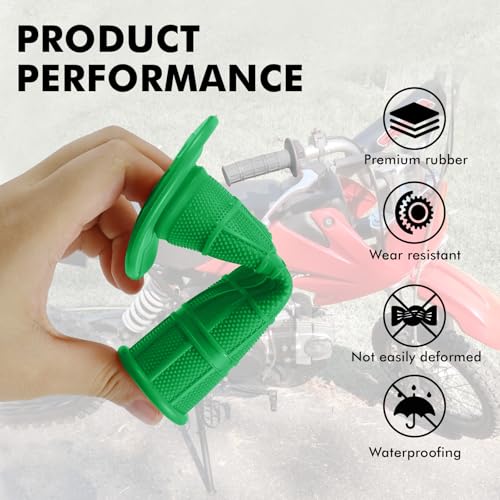 Image of 2PCS Motorcycle Handlebar Grips, Non Slip Rubber Handlebar Grips, with 7 /8 inch Left & 1 inch Right for Motorcycle, Dirt Bike, ATV, Universal Motorcycle Accessories for Women & Men (Green)