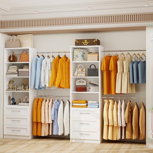 Closet System with 6 Drawers, 6–11FT Wood Closet Organizer System