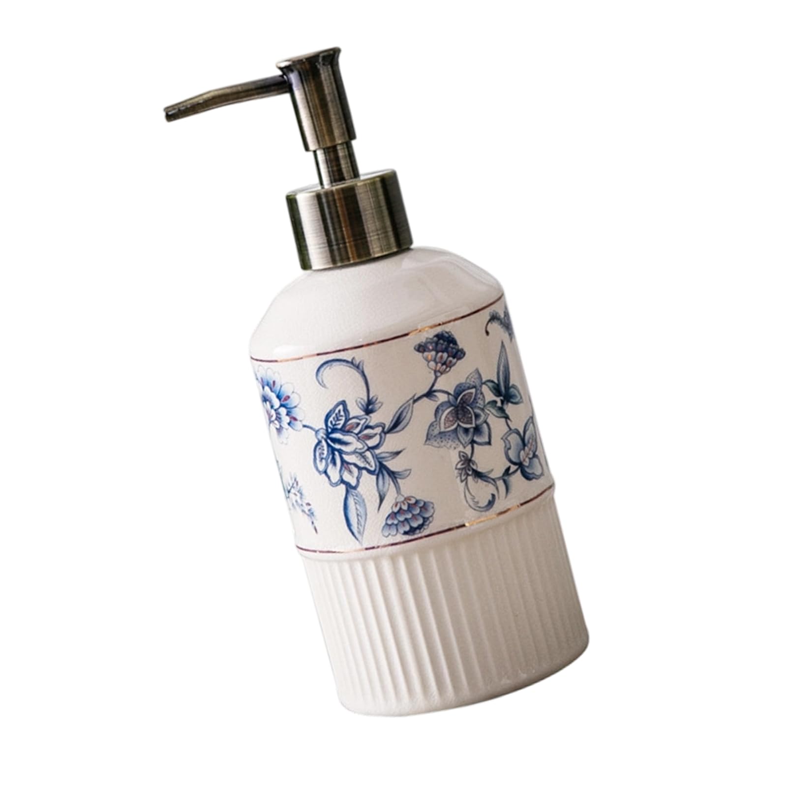 Qusinfc Press Designs Ceramic Soap Bottle with Crackle Glaze Finish Soap Container Lotion Dispenser for Home Bathroom Essential Home Furnishing Dispenser