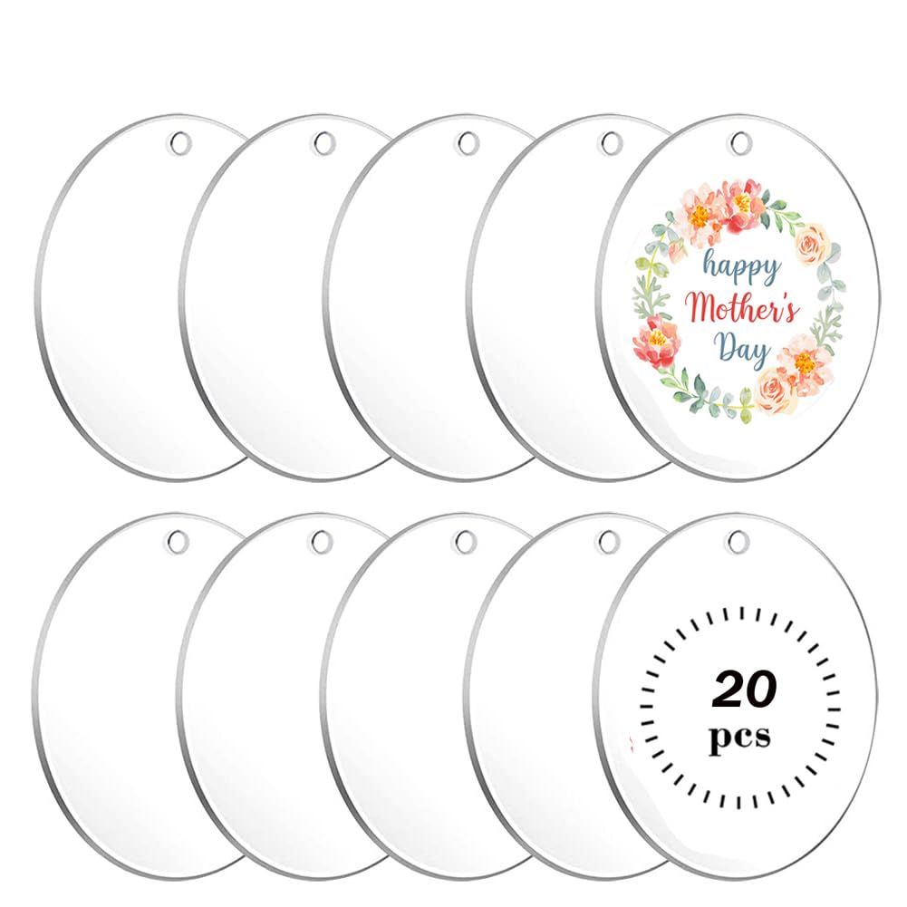Photo 1 of 4Inch Clear Acrylic Ornament Circles Blanks for Crafting Keychain, 20Pcs