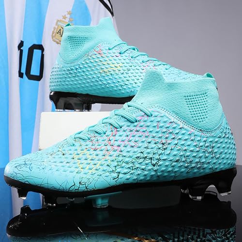 Image of Men's Soccer Shoes High-Top Soccer Cleats Outdoor Breathable Athletic Professional Spikes Youth Boys Football Shoes Unisex