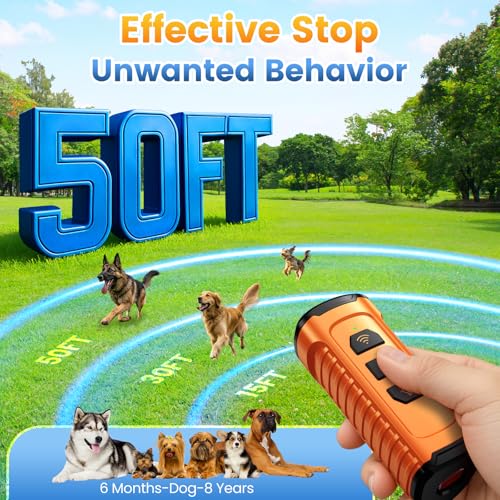 Cbersmg Dog Bark Deterrent Device 3X Anti Barking Device for Dogs, 5 Modes Stop Neighbors Dog Barks No More Safe for All Dogs 50FT Bark Control Indoor Outdoor with Flashlight,Dog Training Device