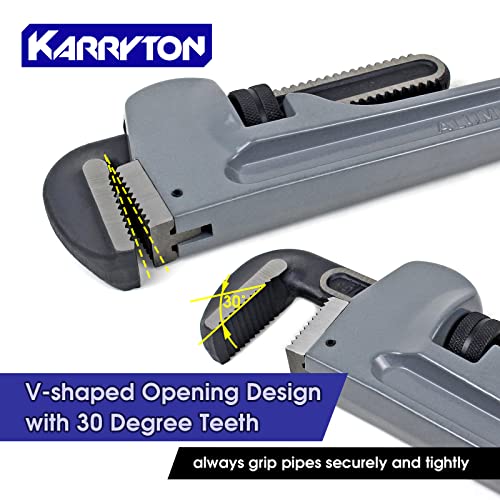 Image of 24 Inch Aluminum Pipe Wrench, 4 inch /100mm Adjustable Cr-Mo Jaw Opening Heavy Duty Straight Handle Plumbing Wrenches, Perfect Plumbers Tool Exceed GGG Standard