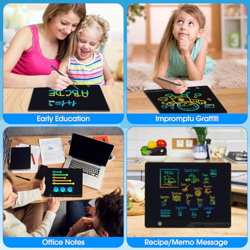 POPERFUN 16 Inch LCD Writing Tablet for kids, Colorfuls Doodle Board, Rechargeable Kids Drawing Pad Education and Learning Toys for Ages3 4 5 6 7 8 Christmas Birthdays Gifts for Girls Boys Adults - Image 6