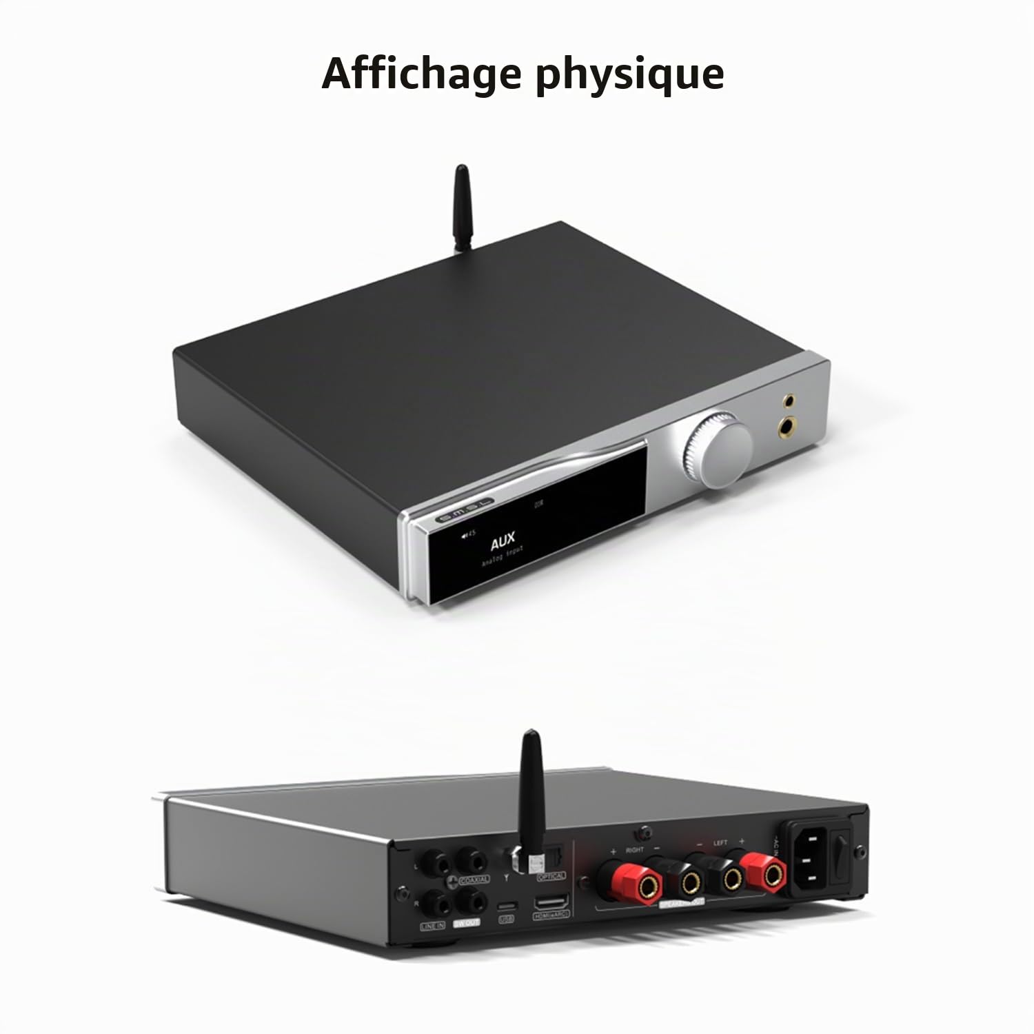 SMSL AO300 Pro DAC Amplifier | Amplificateur stéréo 2.1 de 165 W MA5332MS avec DAC MQA, entrées USB/Coax/Opt/RCA | Amplificateur Casque Hi-FI 4,4 mm/6,35 mm, Noir