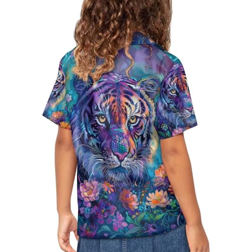 Image of PinUp Angel Funky Casual Hawaiian Shirt Kids Boys Girls Art Oil Painting Animal Pattern Short Sleeve Unisex Beach Shirt