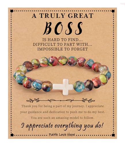 Image of Cross Bracelets for Women, Christian Gifts for Women Stocking Stuffers for Teens Cross Bracelet Imperial Nature Stone Bead Bracelet Confirmation Baptism Gift for Teen Girls Christmas Religious Gift Cathlic Faith Jewelry