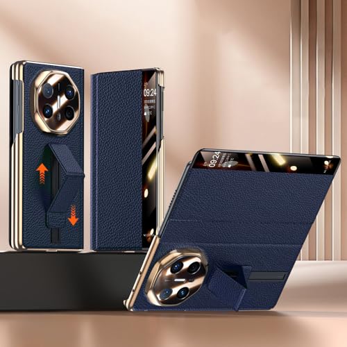 Coque Huawei Mate X6 rabat magnétique en cuir bleu haut de gamme