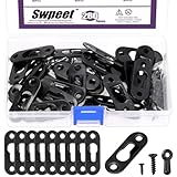Swpeet 280Pcs 45 x 16mm Negro Acero al carbono Colgantes de agujero de llave únicos con tornillos y marco de imagen Kit de la variedad de sujetadores de botón de giro, colgante de la placa del agujero