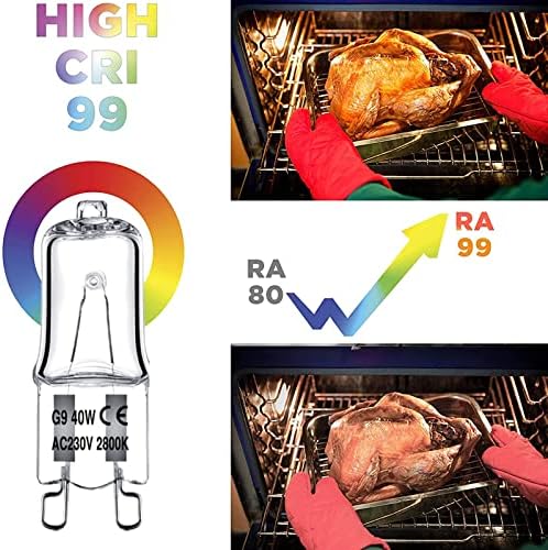 G9 Halogen Bulbs 20 Pack 40W Dimmable 2800K Warm White 230V 470LM 300°C Heat Tolerant Energy Saving Clear G9 Capsule Light Bulb