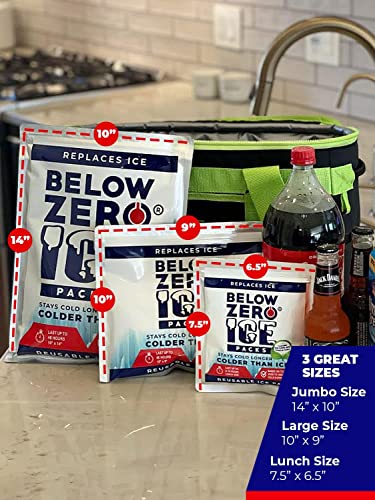 Below Zero Jumbo Size Reusable Ice Packs for Large Coolers and Lunch Bags – Patent Pending Coldest and Longest Lasting Technology, 48 Hour Cooling Ice Gel Pack. Add Water and Freeze - 3PK XL 14”x10” - Thumbnail 6