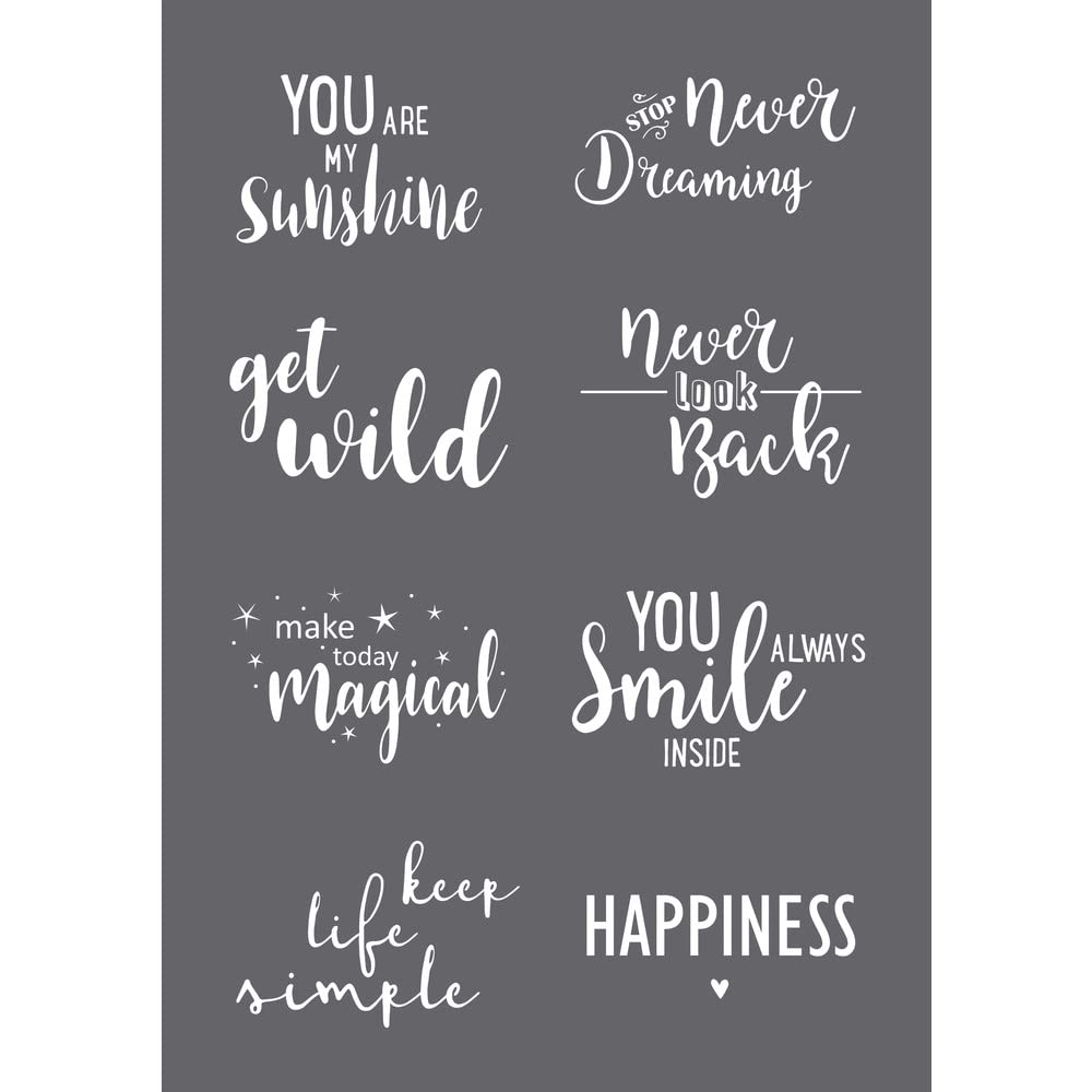 Rayher Colourless 45138000 Set Of Mask Stencil And Craft Squeegee For Paper Crafts, Card Making And Painting, Reusable Silk Screen Template With Encouraging Phrases, 14.8X21cm