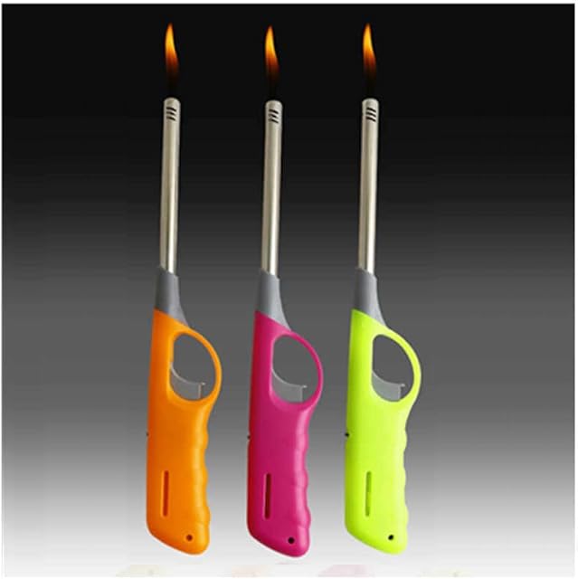 Defence Line Pack of 3 Refillable Safety Gas Candle BBQ Fire Lighter Plastic 27 cm Colour - Limited Edition