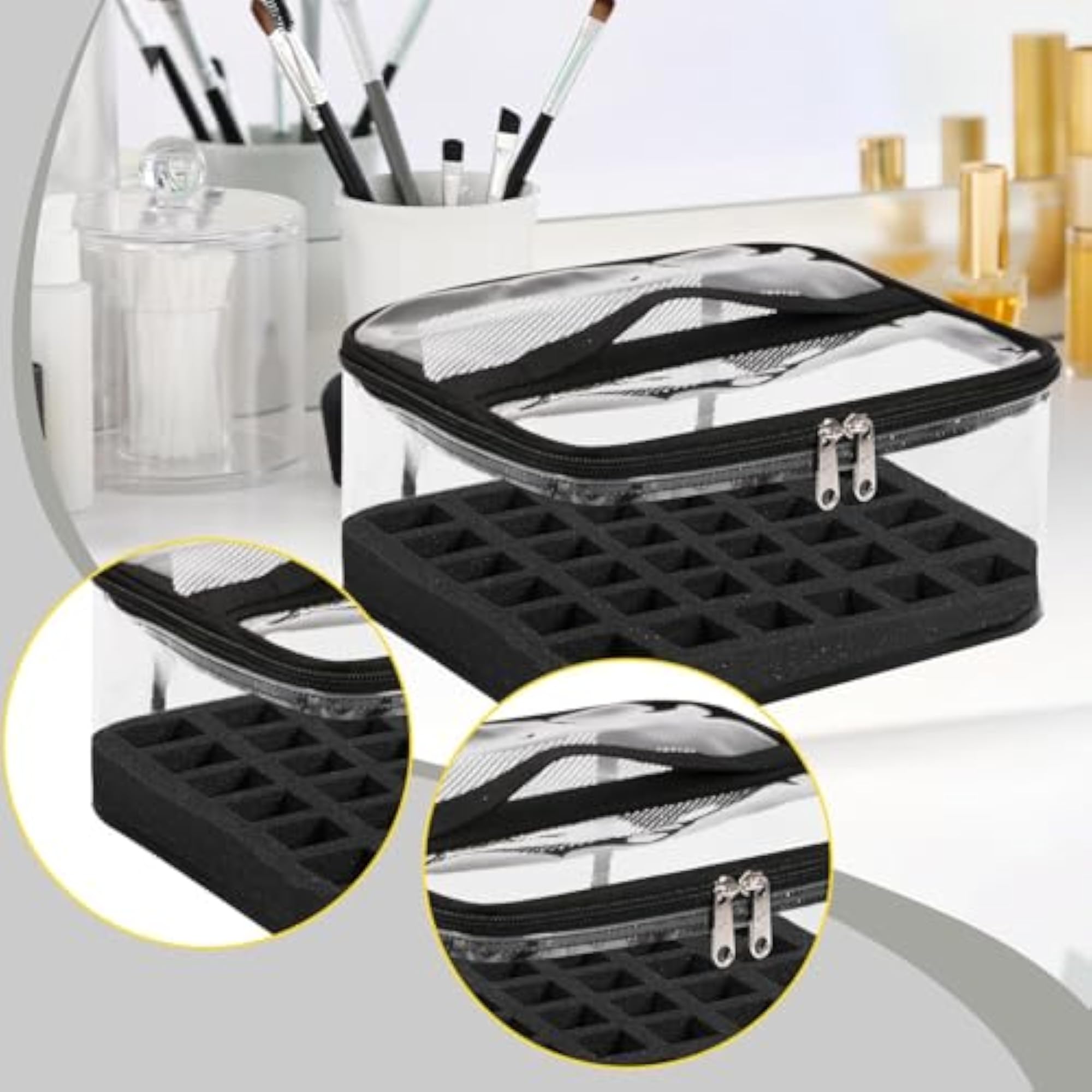 Nail Polish Organizer Carrier with Handle, Black
