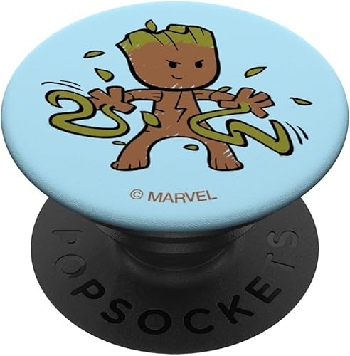 Marvel Guardians of the Galaxy Cute Baby Groot PopSockets agarre y soporte para teléfonos y tabletas, Negro