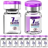 Ks-Tek Sterile Empty Vials with Self Healing Injection Port,with Aluminum plastic Cap,Sterile Package (7ml Clear, 10)