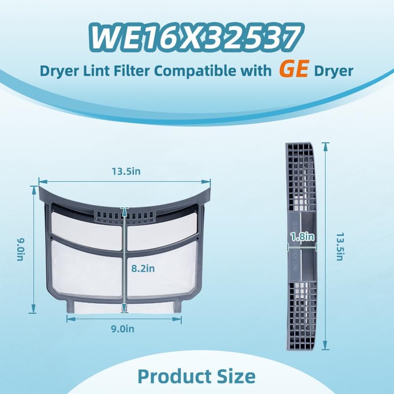 2025 Upgraded WE16X32537 Dryer Lint Filter Compatible with GE, Replacement Parts WE16X29597 4977656 AP7205579 PS12743423 PS16873779 EAP12743423