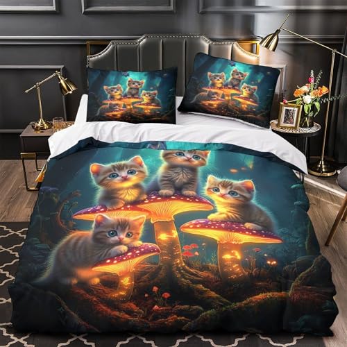 Housse de couette chatons mignons 3D super king size avec impression inaltérable haute définition - 2