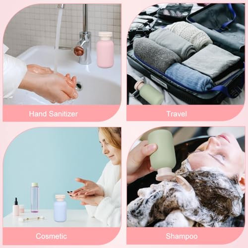 Image of MAYCREATE 3Pcs Flip-up Travel Bottles 100ML Travel Bottle Kit for Toiletries Dispenser with Storage Zipper Bag, Leaking Proof & Reusable, Fashion 3-Color Toiletry Bottles for Lotion Cream Shampoo