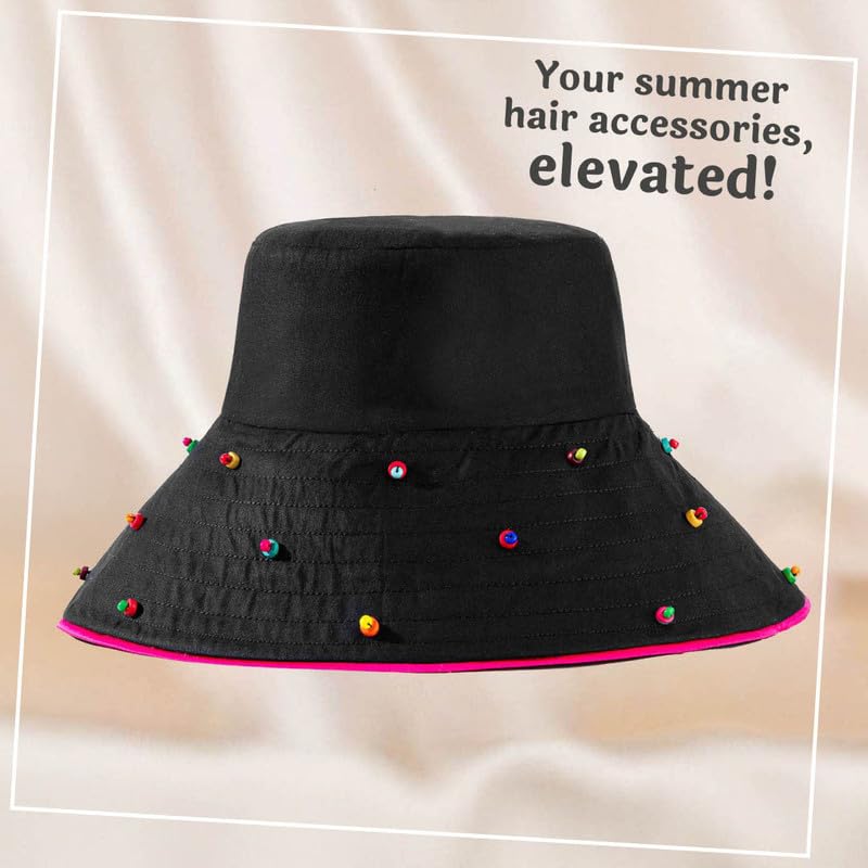 Image of Hair Drama Co. Crochet Bucket Hat for Women | Comfy & Casual Knit Handmade Foldable Floppy Hat | Summer Crochet Bucket Cap for Women & Girls
