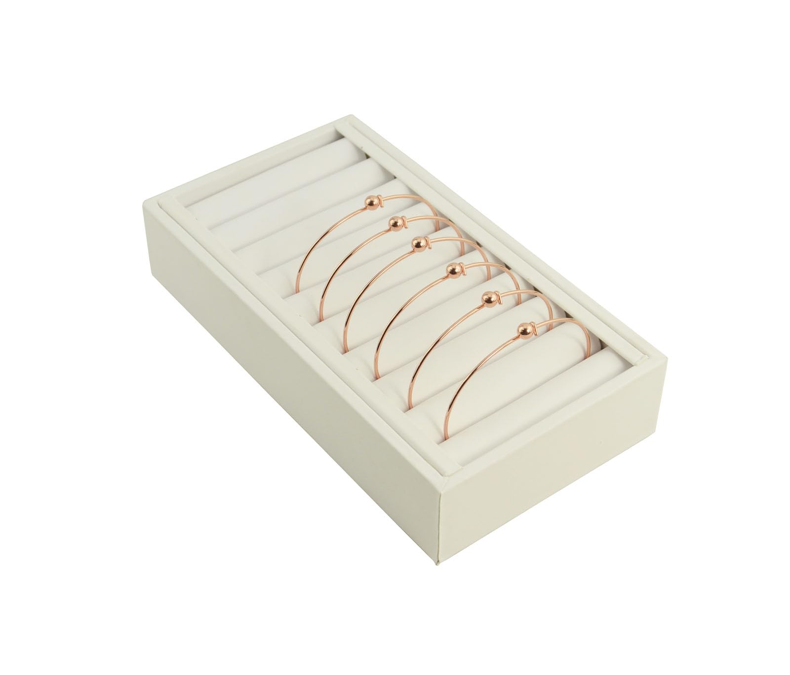 Box Displays White Leatherette Bangle 9 Slot Ring Roll Organiser Presentation Jewellery Showcase Display Trays (White Leatherette)