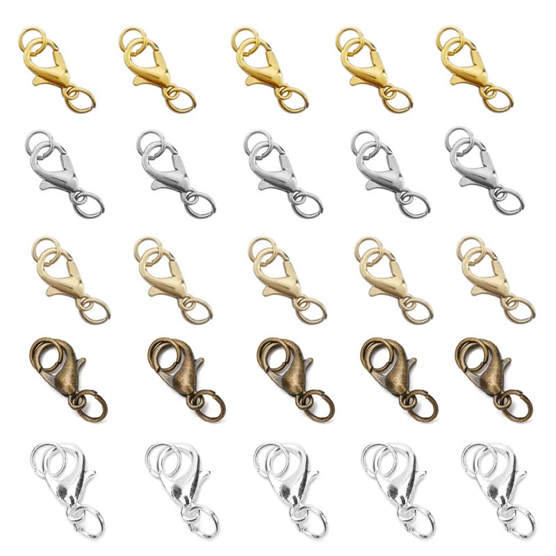 6 Pièces Pince De Homard Fermoir Argent 8/9/11 Mm - Kit Bracelets Et Colliers Avec Anneaux De Saut